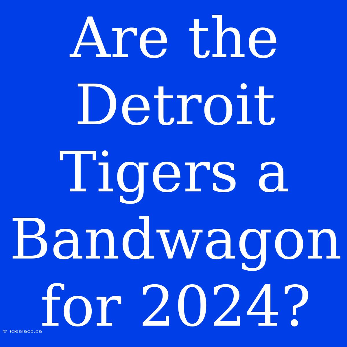 Are The Detroit Tigers A Bandwagon For 2024?