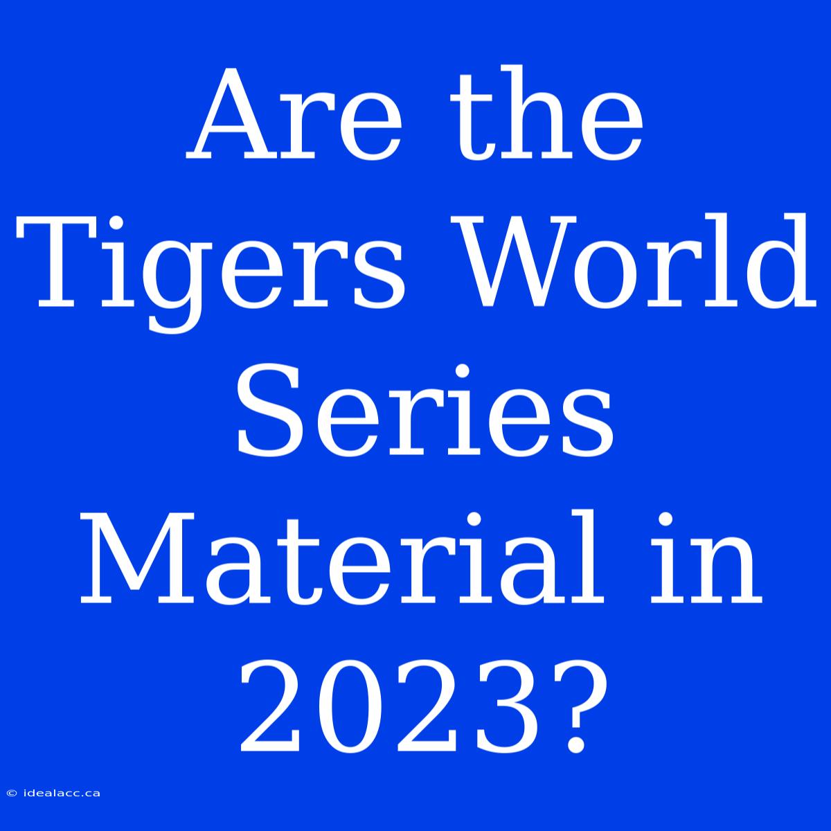 Are The Tigers World Series Material In 2023?