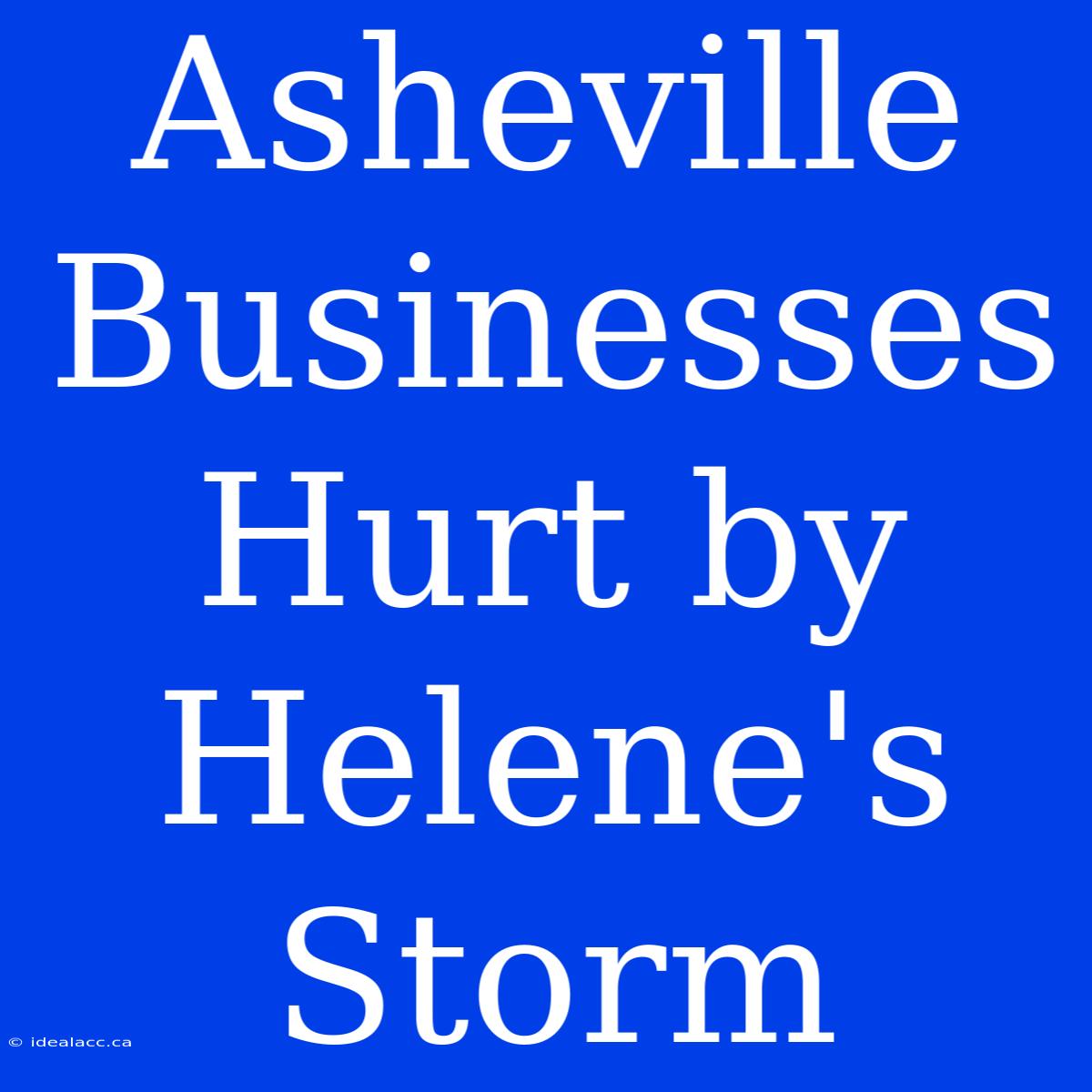 Asheville Businesses Hurt By Helene's Storm