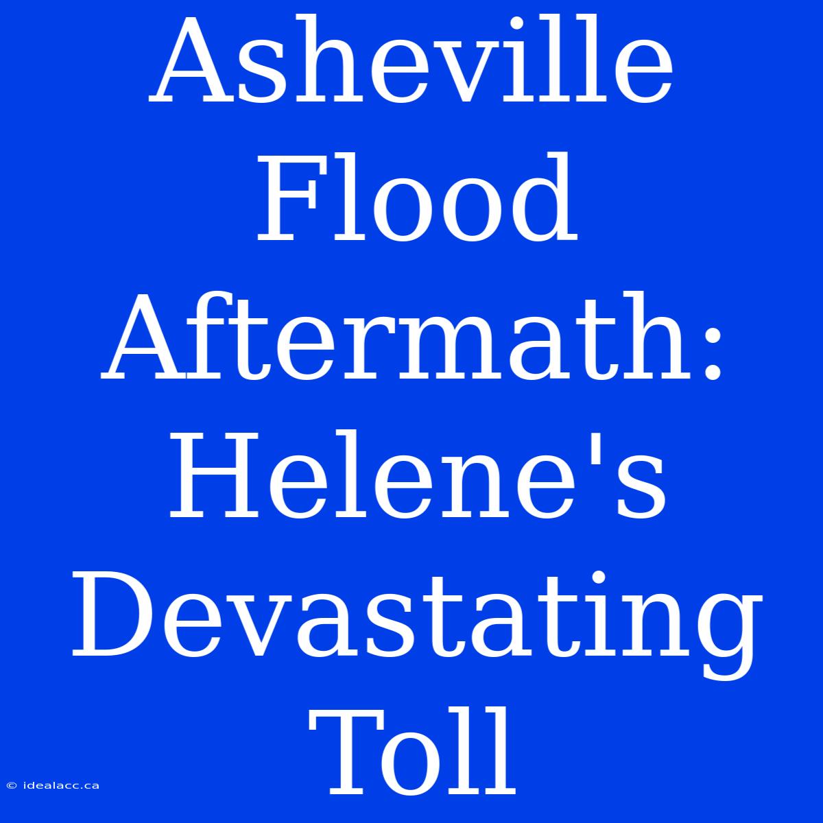 Asheville Flood Aftermath: Helene's Devastating Toll