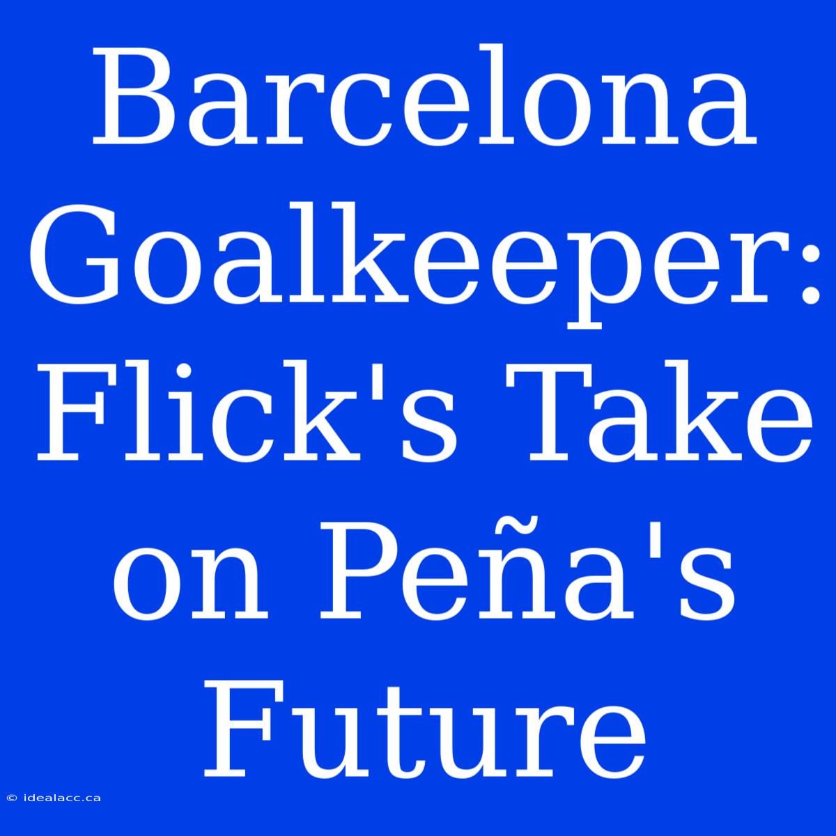 Barcelona Goalkeeper: Flick's Take On Peña's Future