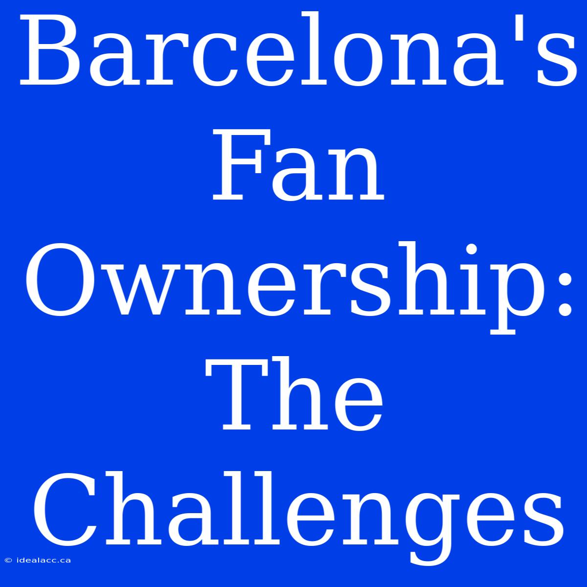 Barcelona's Fan Ownership: The Challenges