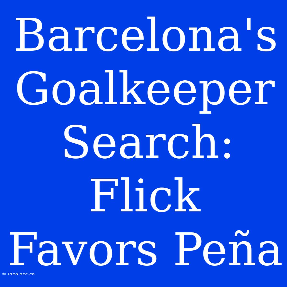 Barcelona's Goalkeeper Search: Flick Favors Peña