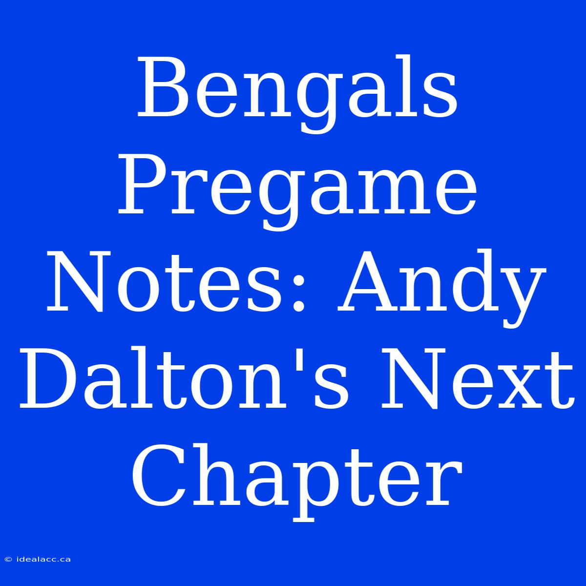 Bengals Pregame Notes: Andy Dalton's Next Chapter 