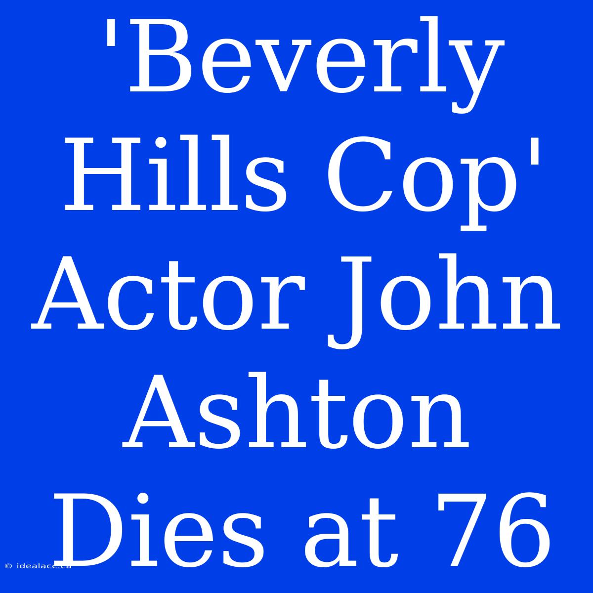 'Beverly Hills Cop' Actor John Ashton Dies At 76