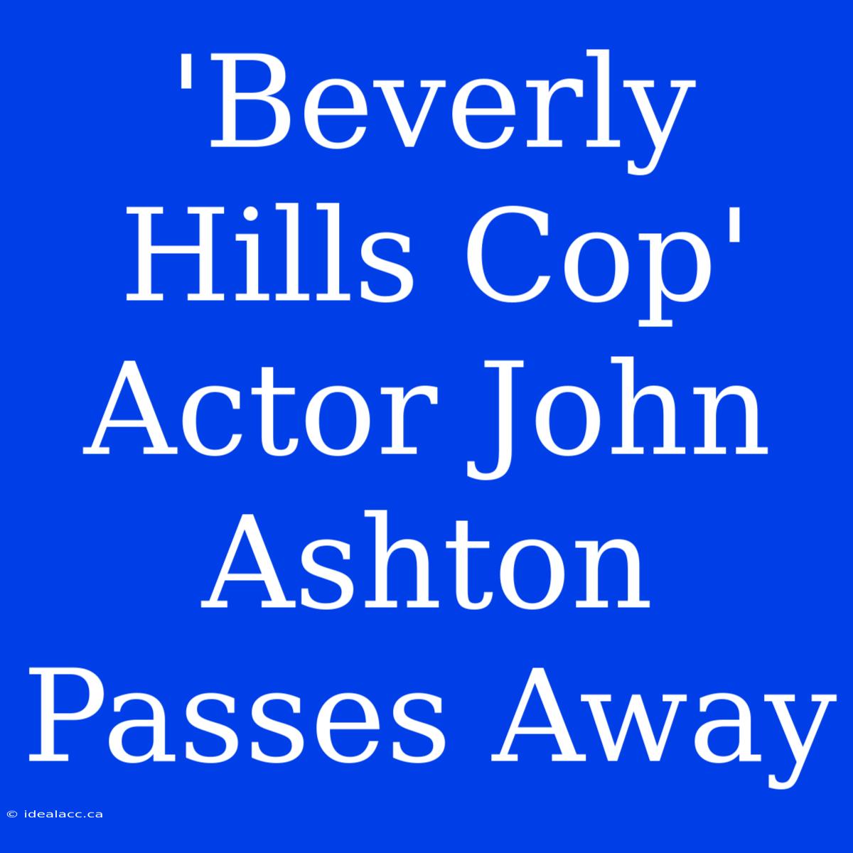 'Beverly Hills Cop' Actor John Ashton Passes Away