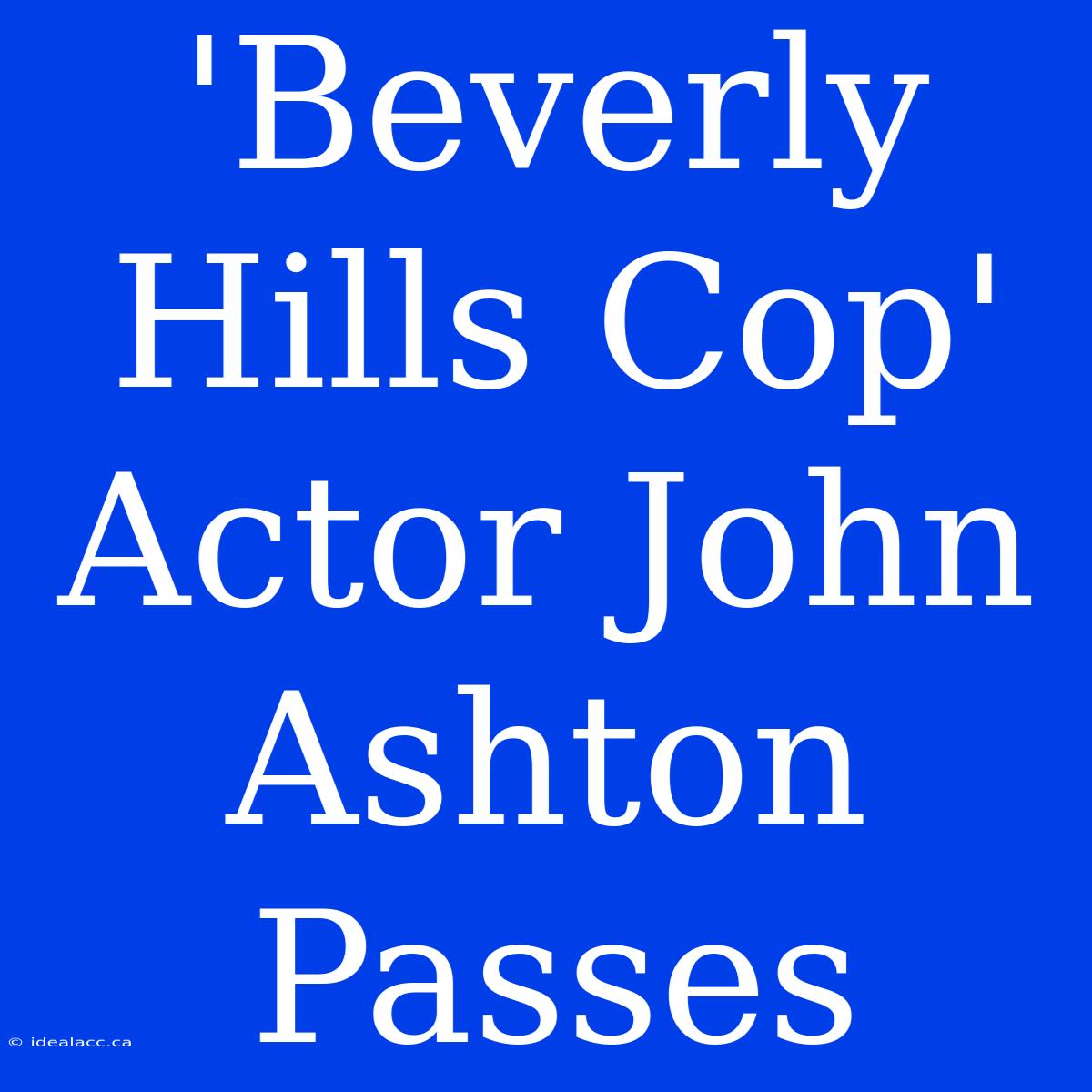 'Beverly Hills Cop' Actor John Ashton Passes 