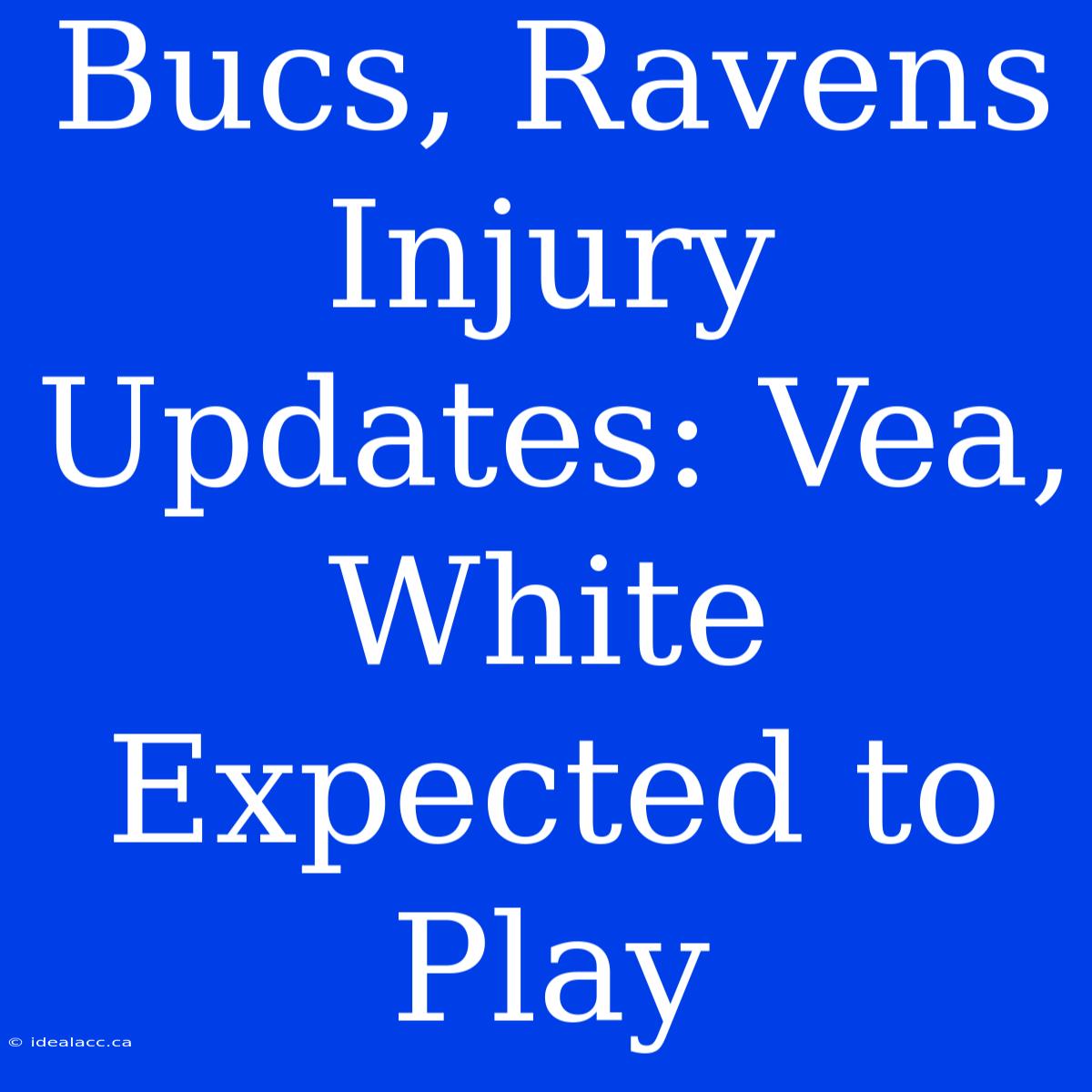 Bucs, Ravens Injury Updates: Vea, White Expected To Play