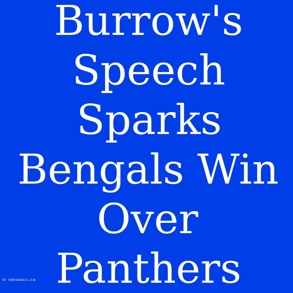 Burrow's Speech Sparks Bengals Win Over Panthers