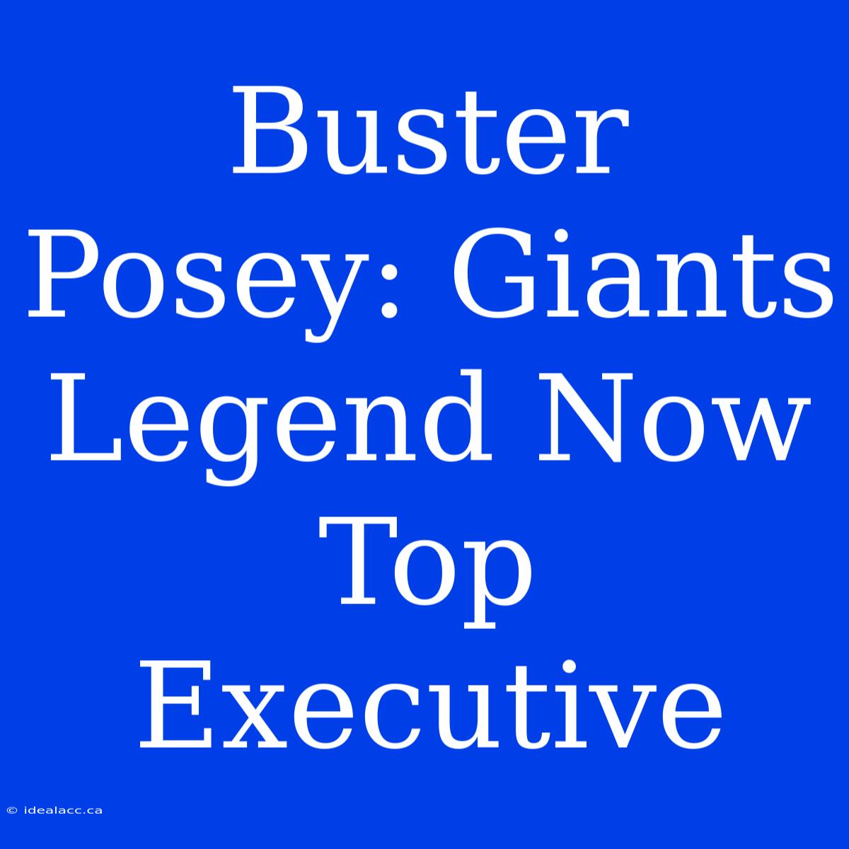 Buster Posey: Giants Legend Now Top Executive