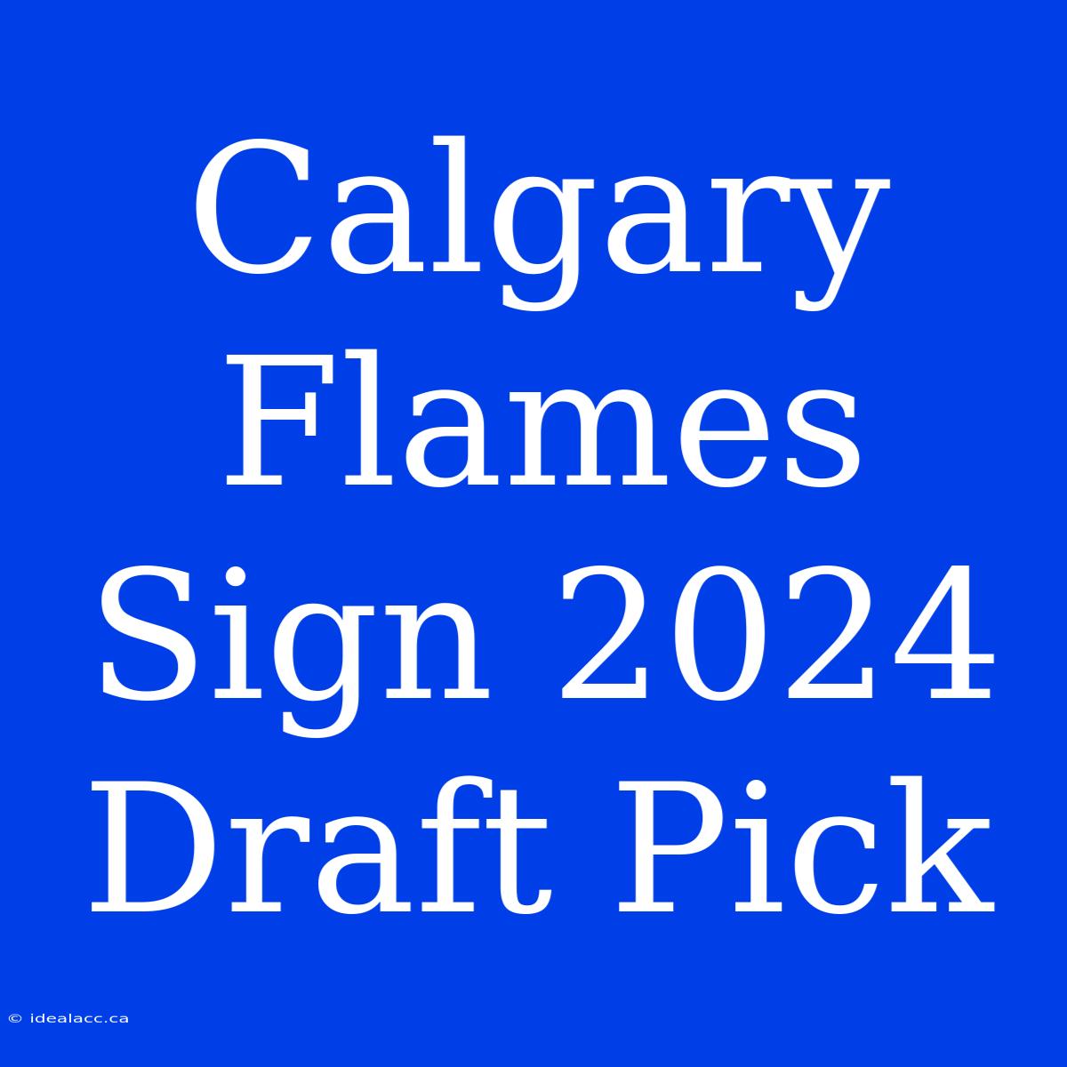 Calgary Flames Sign 2024 Draft Pick