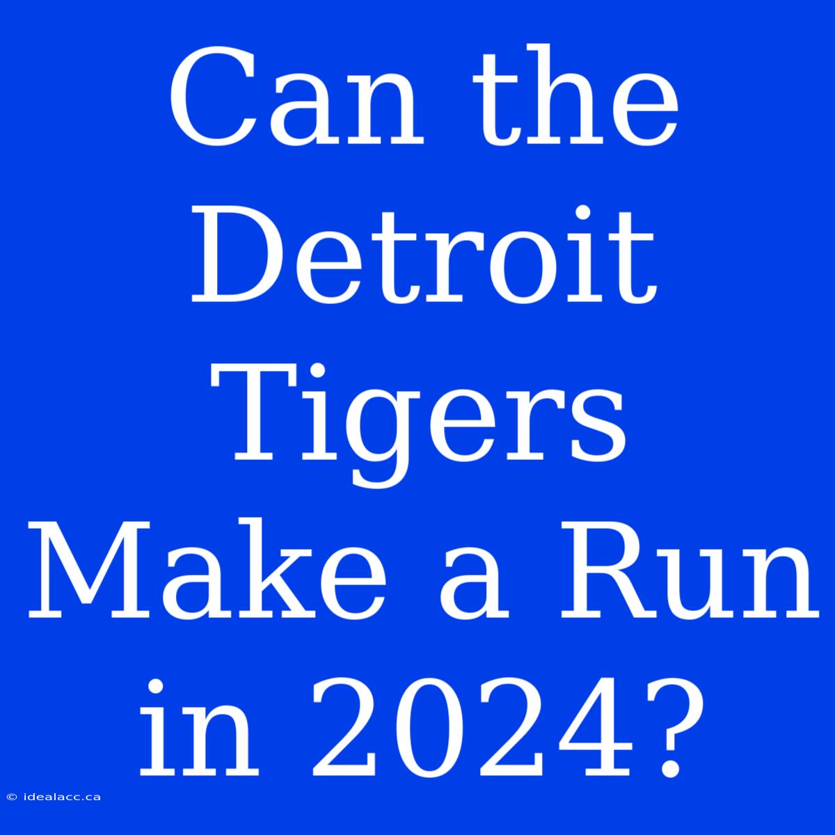 Can The Detroit Tigers Make A Run In 2024?