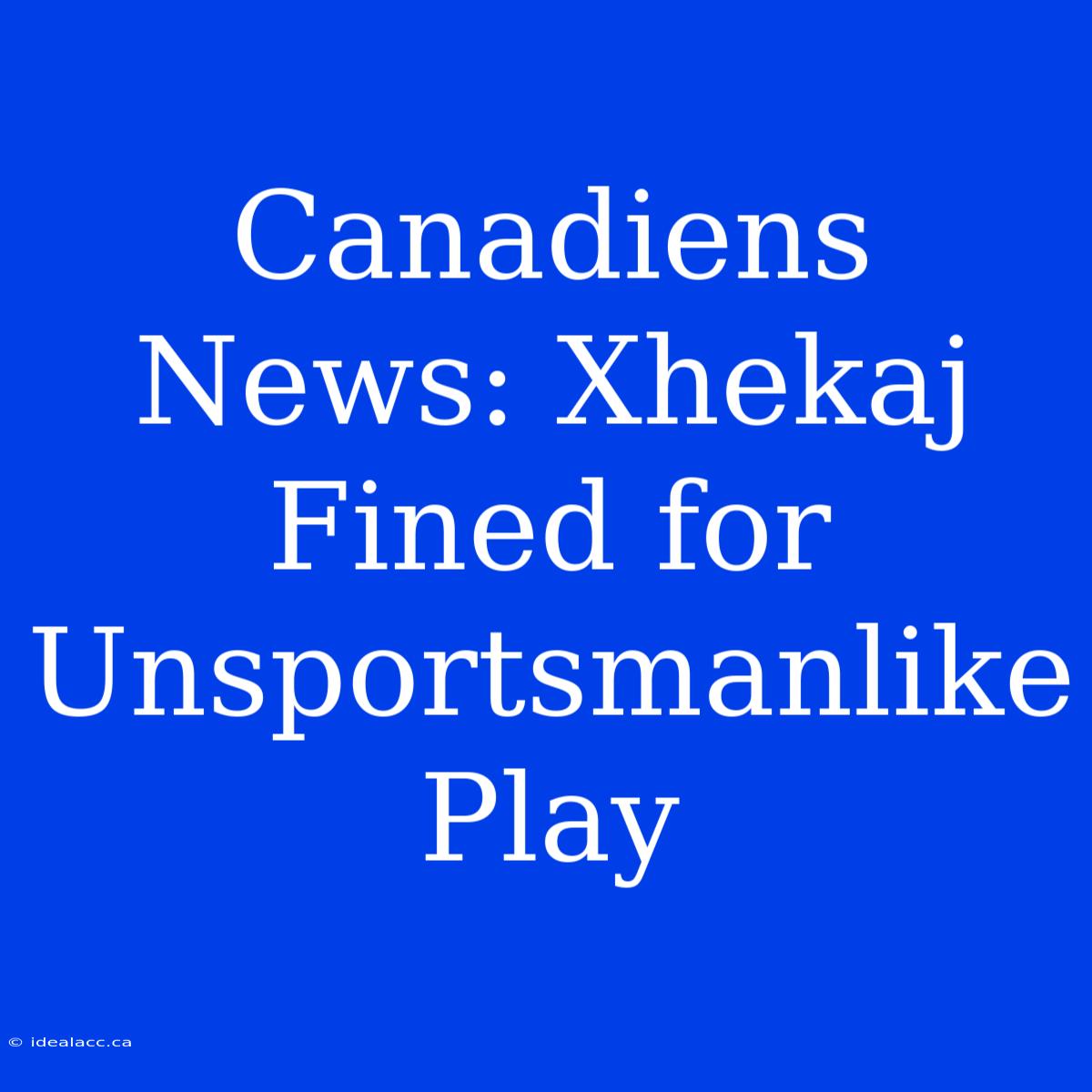 Canadiens News: Xhekaj Fined For Unsportsmanlike Play 