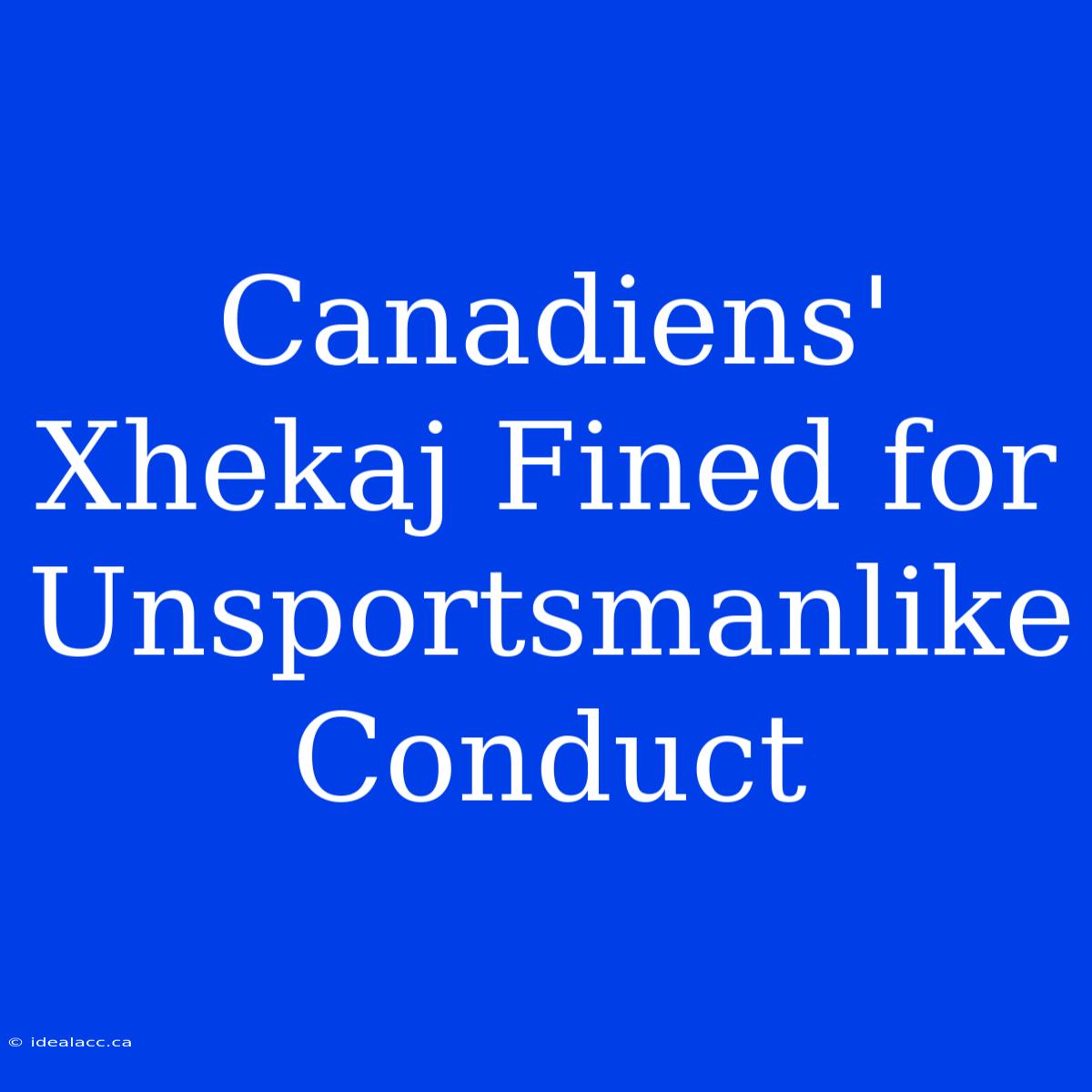 Canadiens' Xhekaj Fined For Unsportsmanlike Conduct