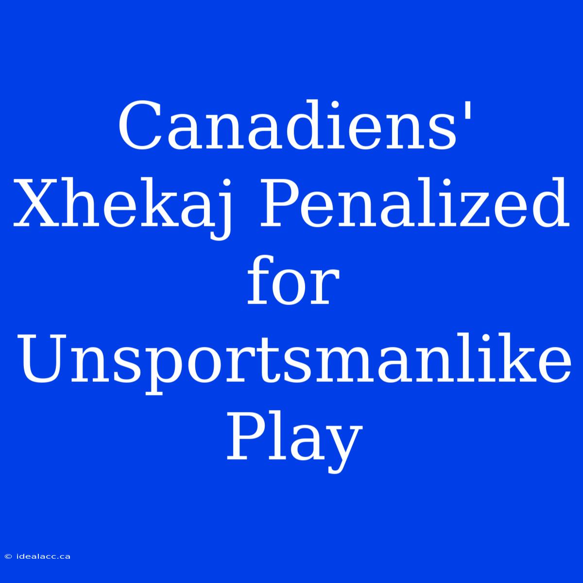 Canadiens' Xhekaj Penalized For Unsportsmanlike Play