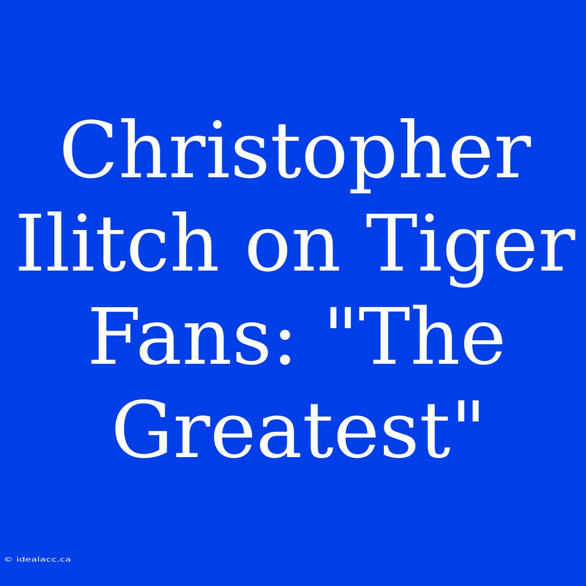 Christopher Ilitch On Tiger Fans: 