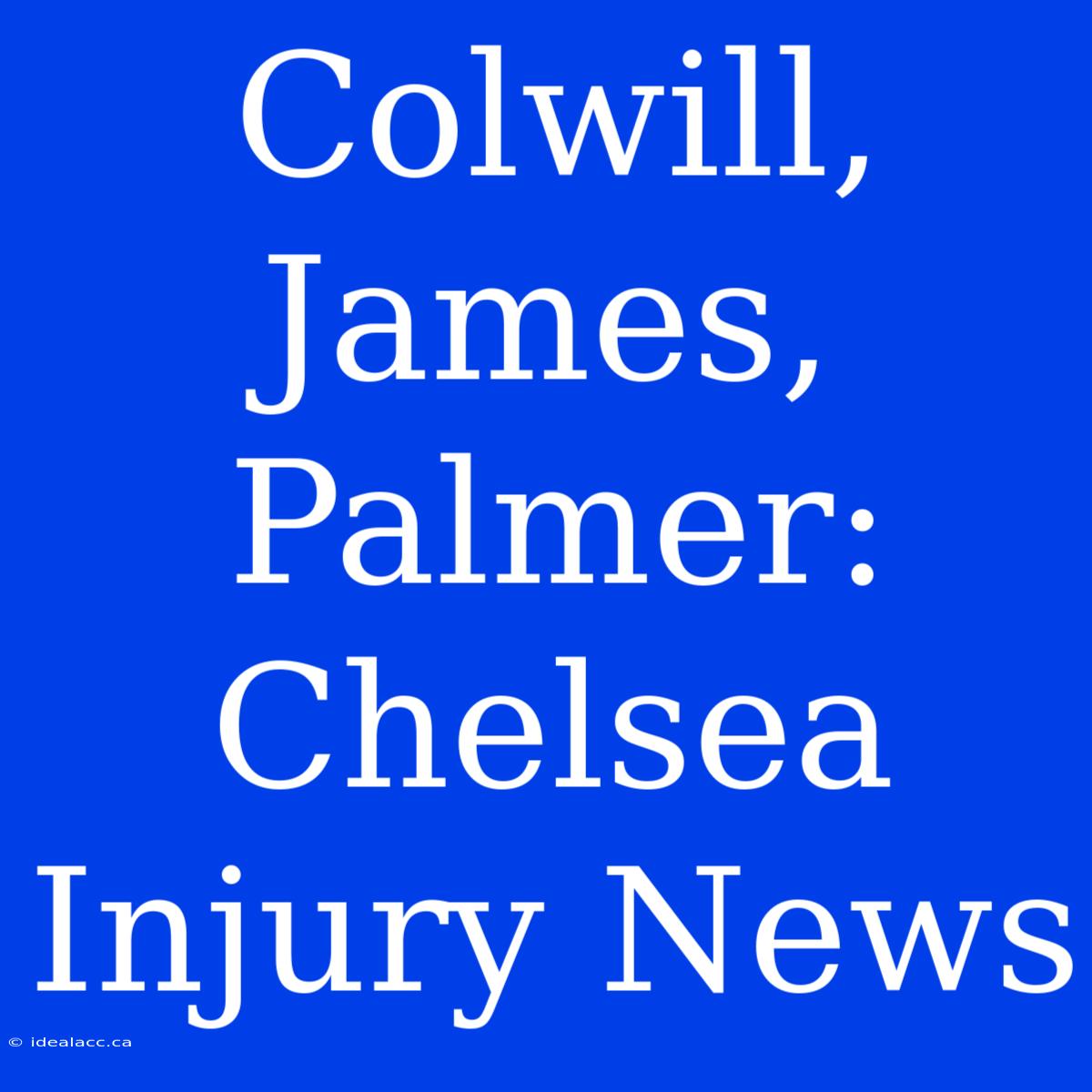 Colwill, James, Palmer: Chelsea Injury News