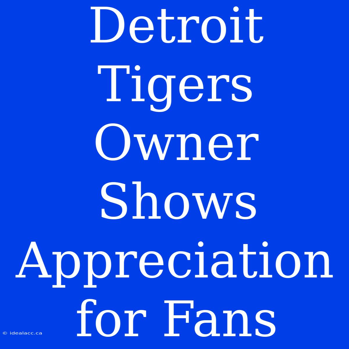 Detroit Tigers Owner Shows Appreciation For Fans