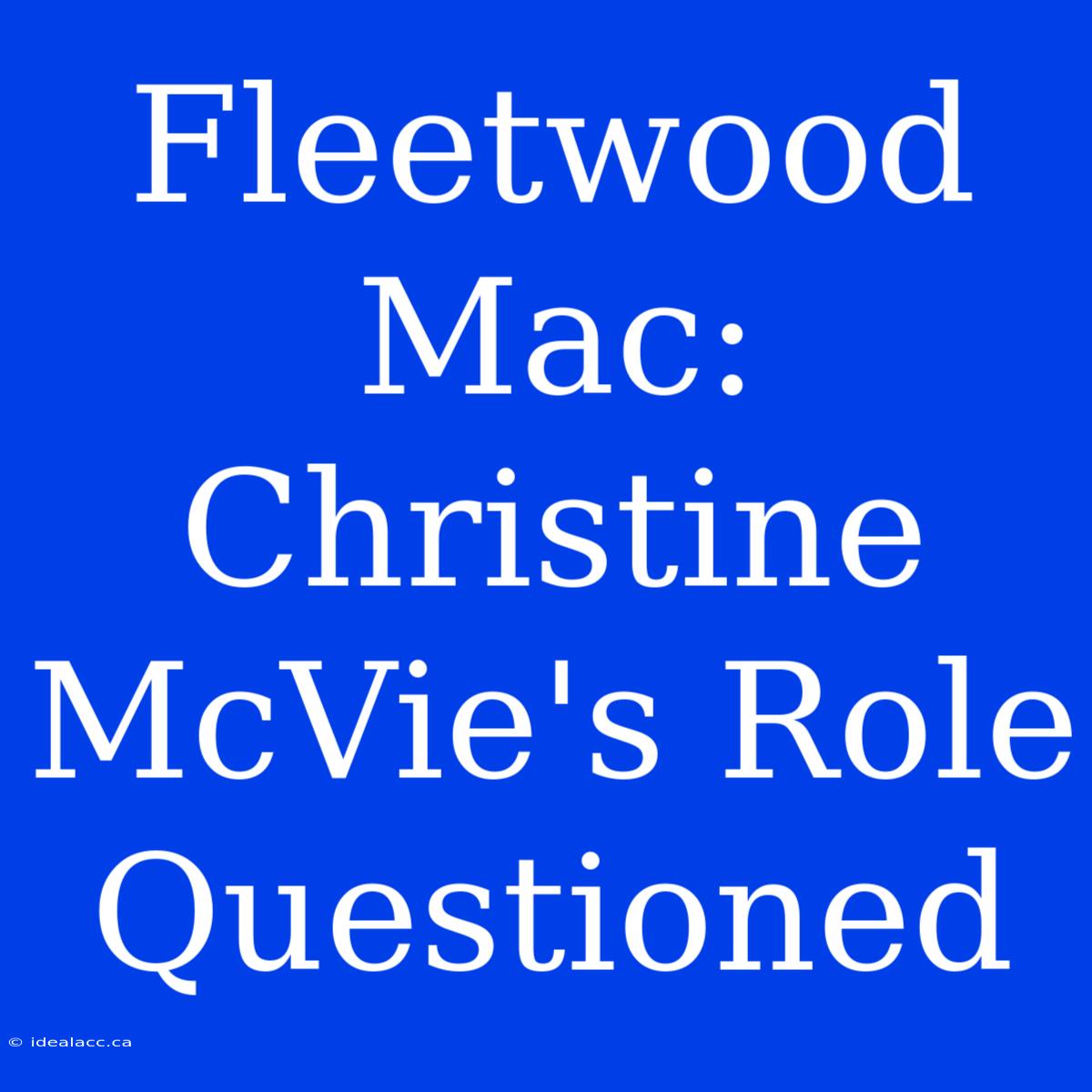 Fleetwood Mac: Christine McVie's Role Questioned