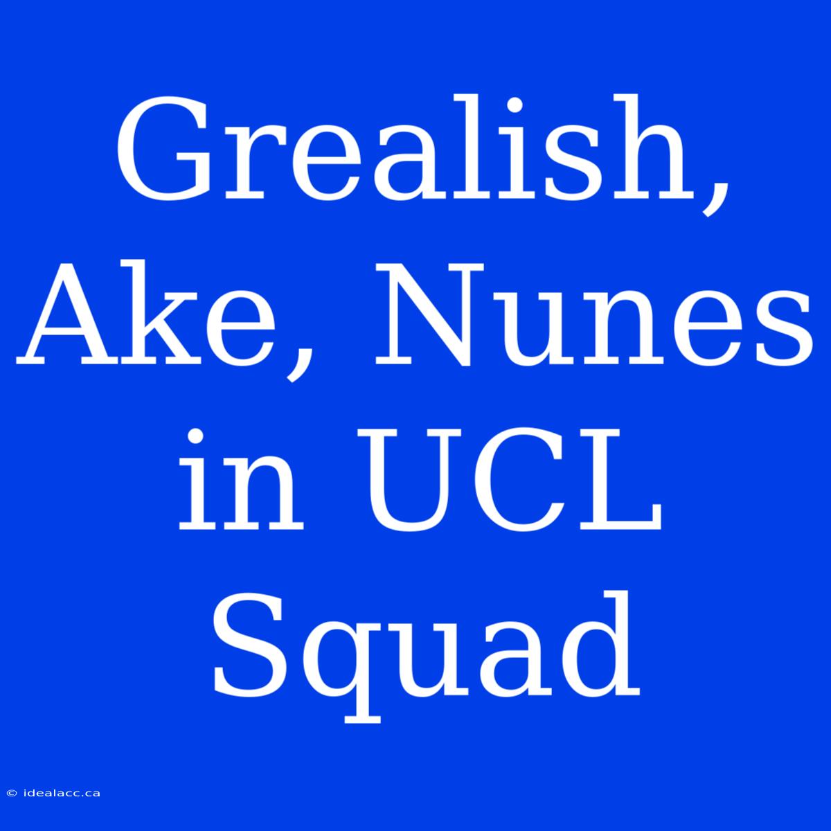 Grealish, Ake, Nunes In UCL Squad