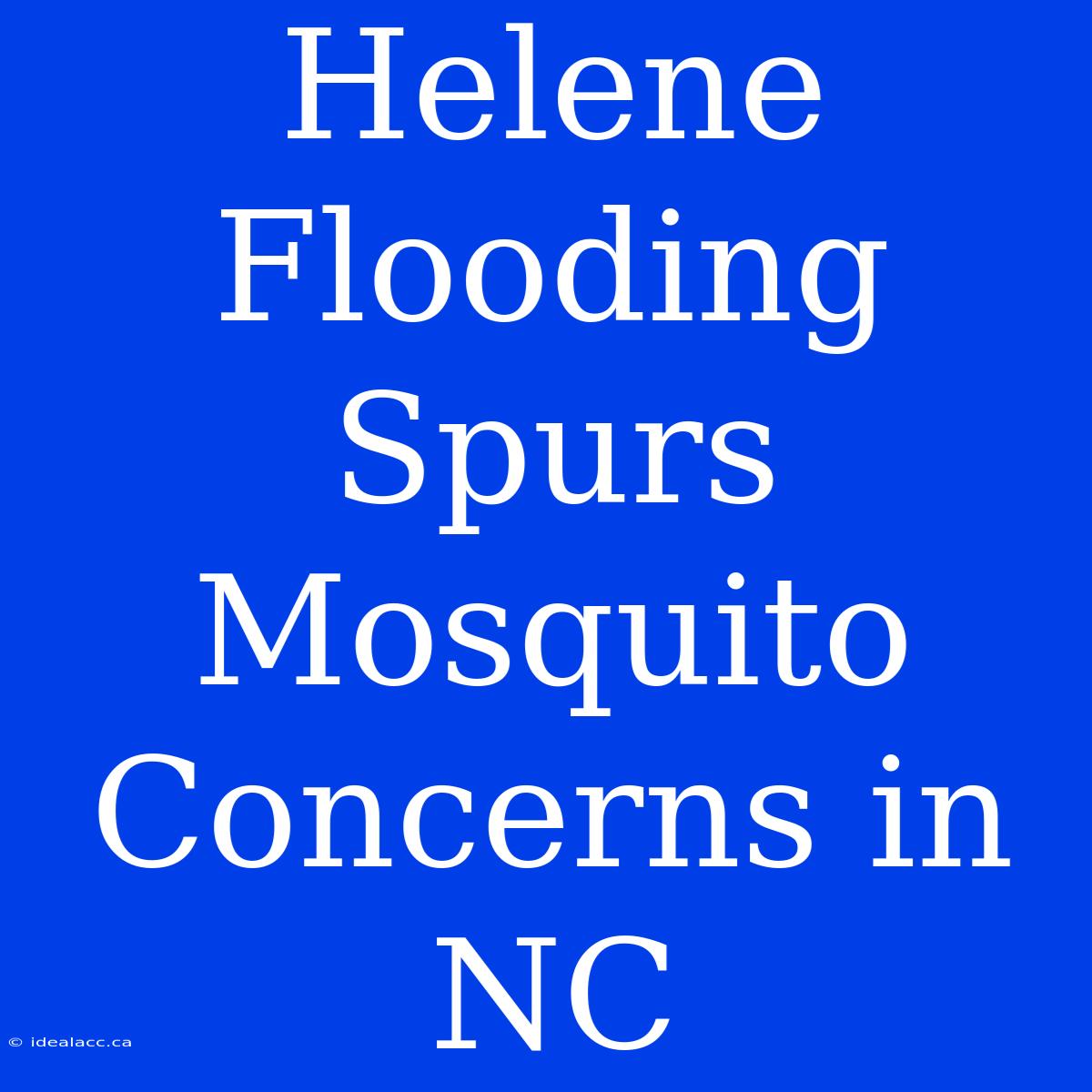 Helene Flooding Spurs Mosquito Concerns In NC