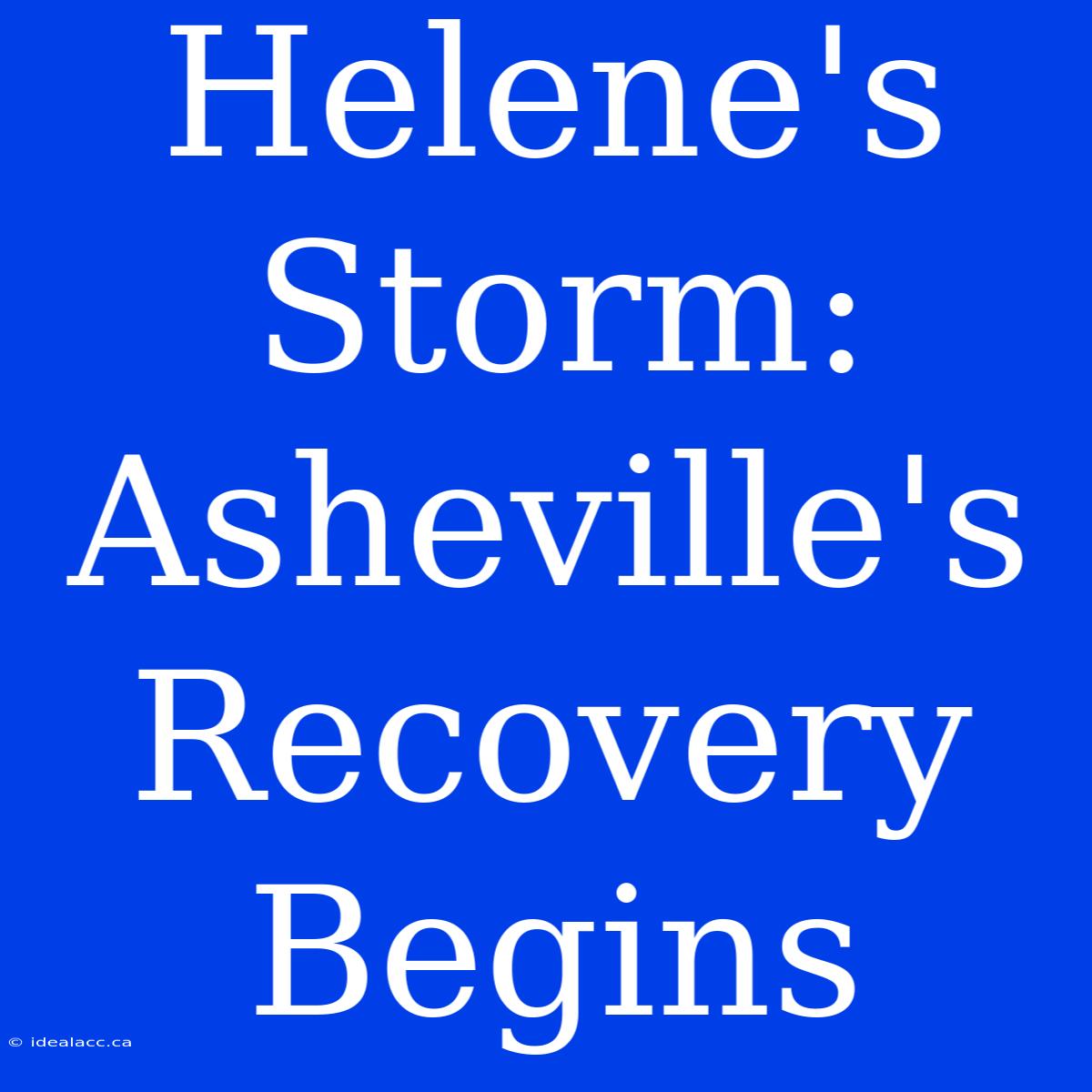 Helene's Storm: Asheville's Recovery Begins 