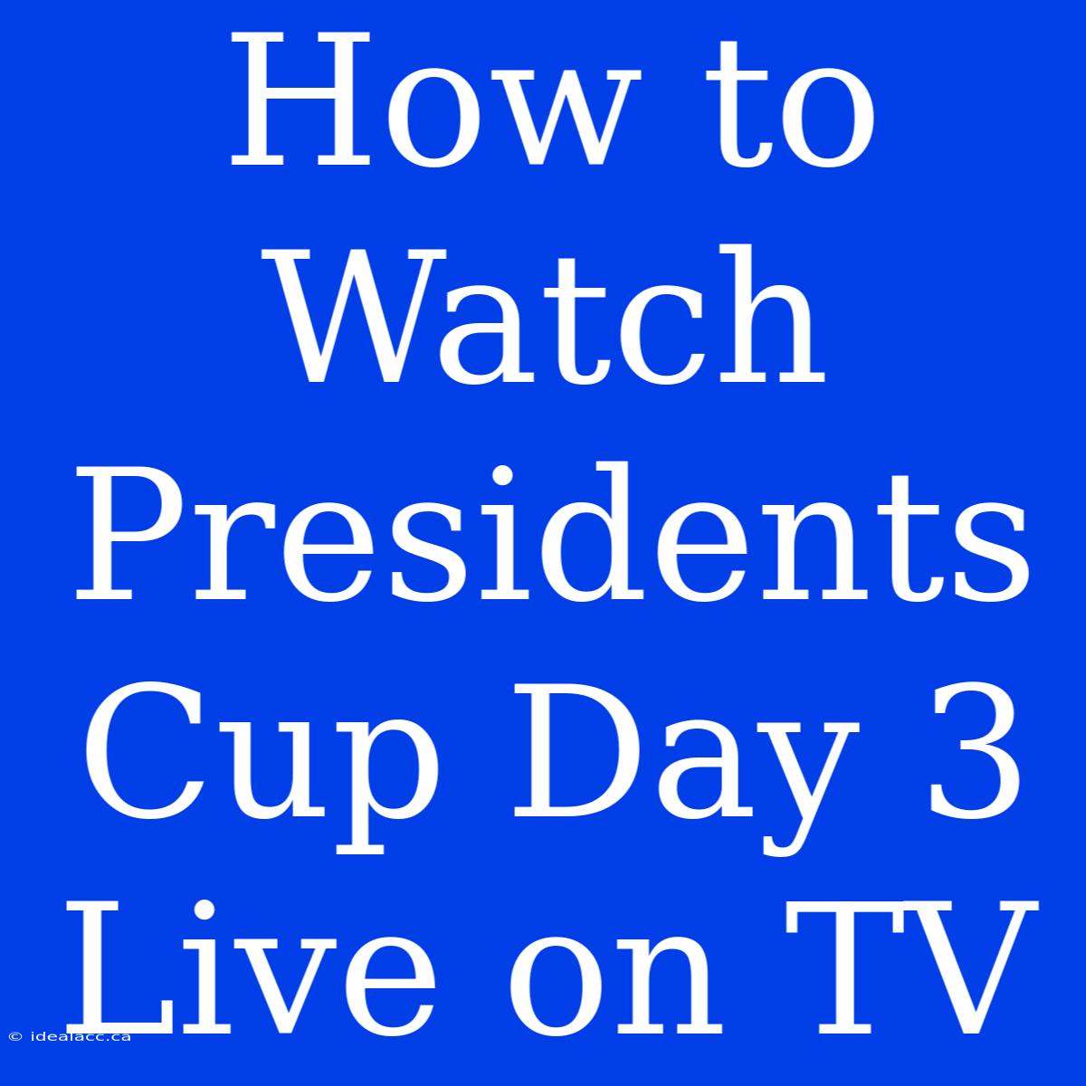 How To Watch Presidents Cup Day 3 Live On TV