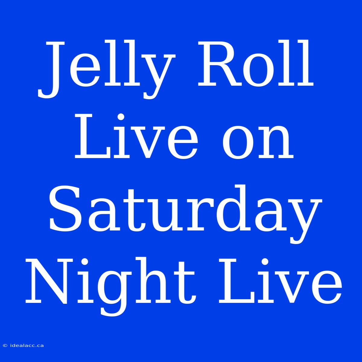 Jelly Roll Live On Saturday Night Live