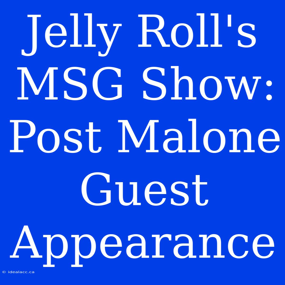 Jelly Roll's MSG Show: Post Malone Guest Appearance