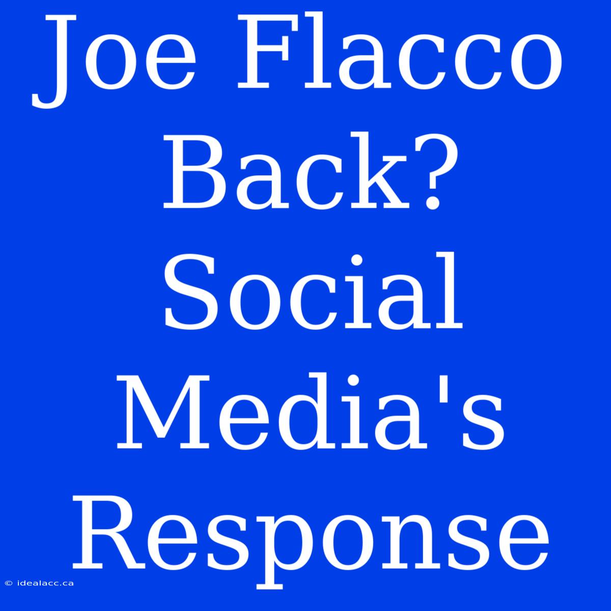 Joe Flacco Back? Social Media's Response 