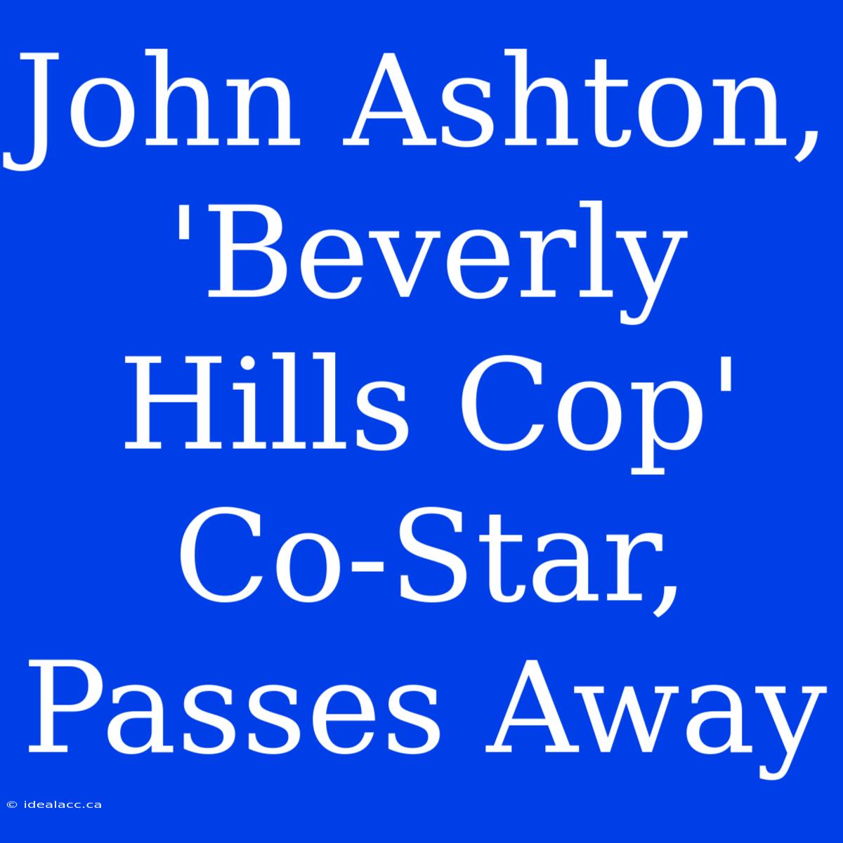 John Ashton, 'Beverly Hills Cop' Co-Star, Passes Away