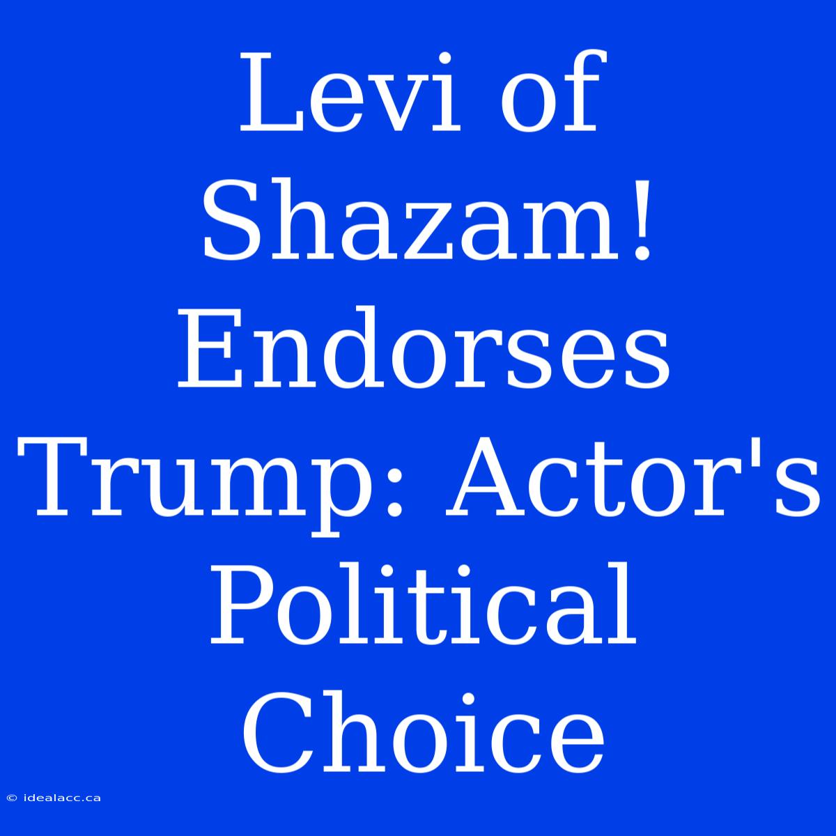 Levi Of Shazam! Endorses Trump: Actor's Political Choice