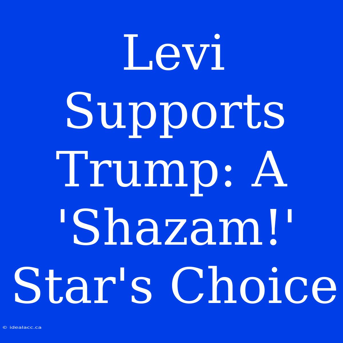 Levi Supports Trump: A 'Shazam!' Star's Choice