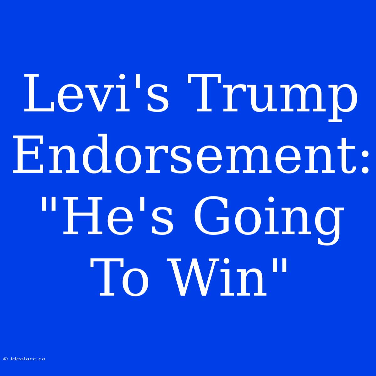 Levi's Trump Endorsement: 