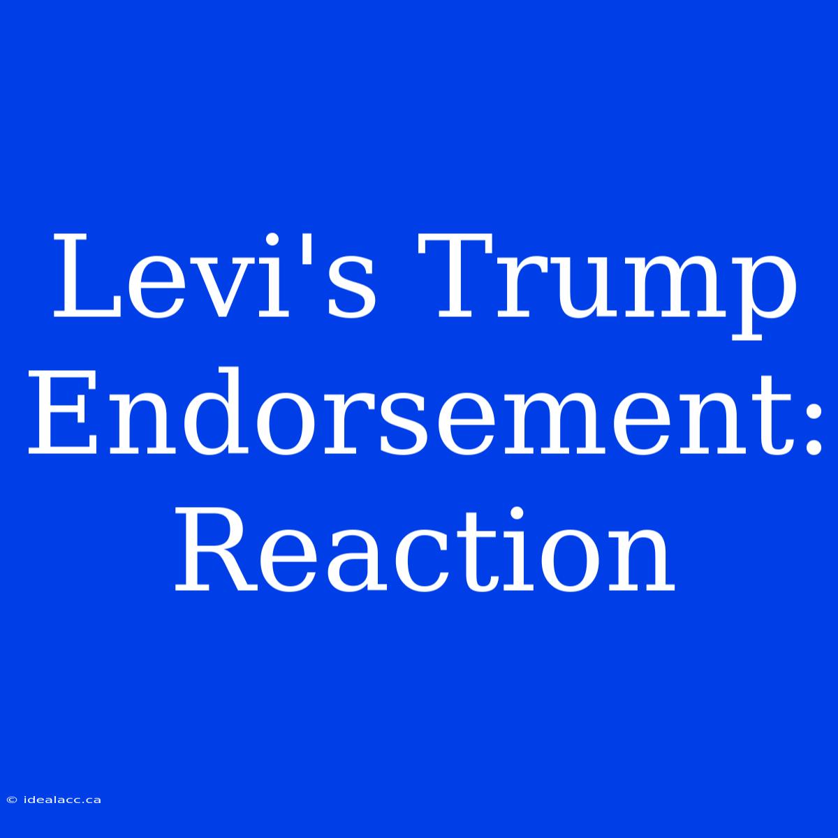 Levi's Trump Endorsement: Reaction