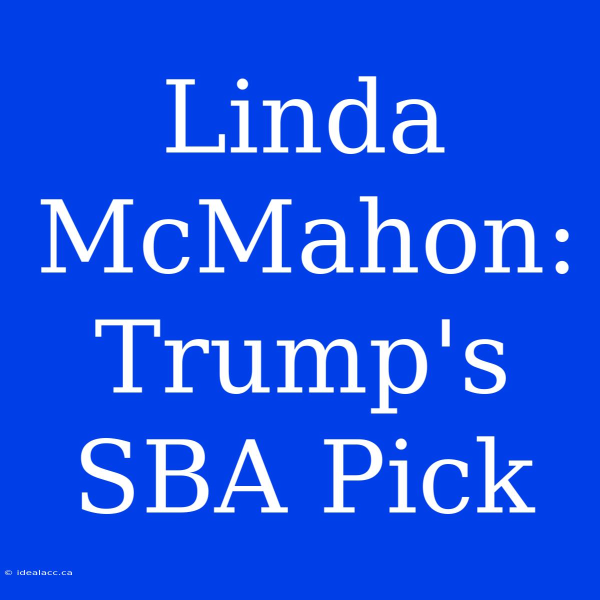 Linda McMahon: Trump's SBA Pick