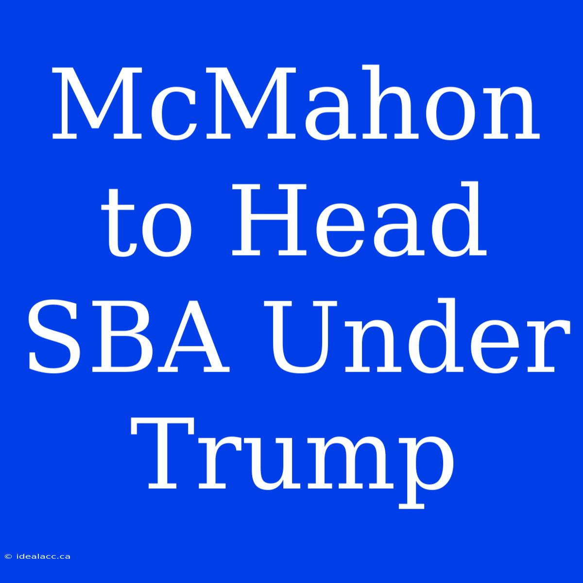 McMahon To Head SBA Under Trump