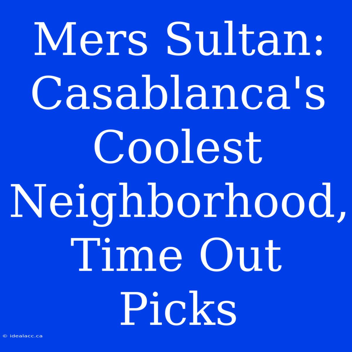 Mers Sultan:  Casablanca's Coolest Neighborhood, Time Out Picks