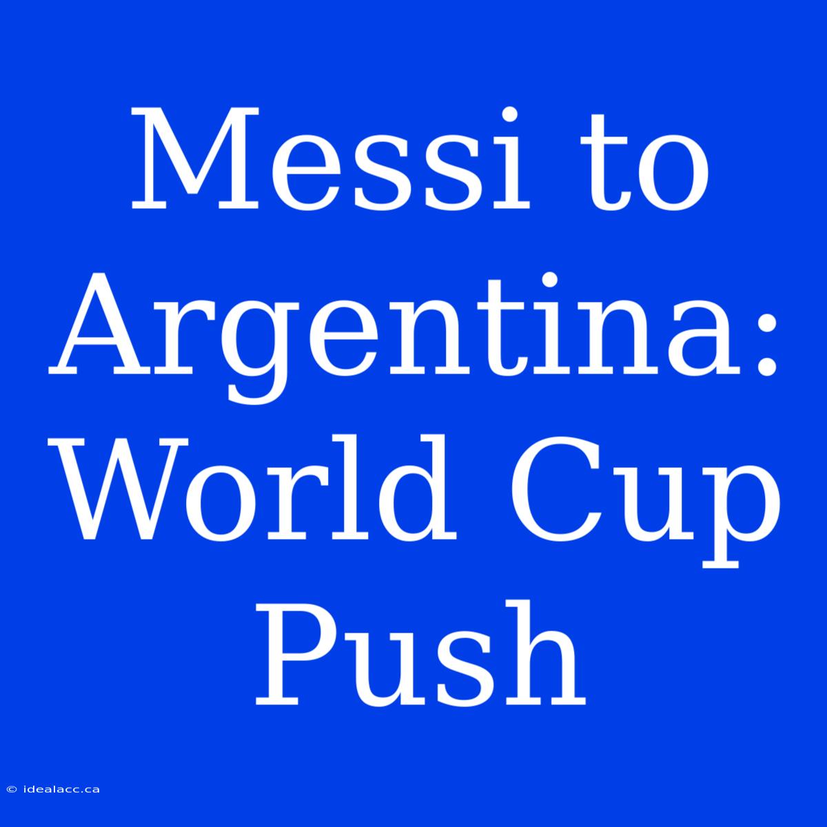 Messi To Argentina: World Cup Push