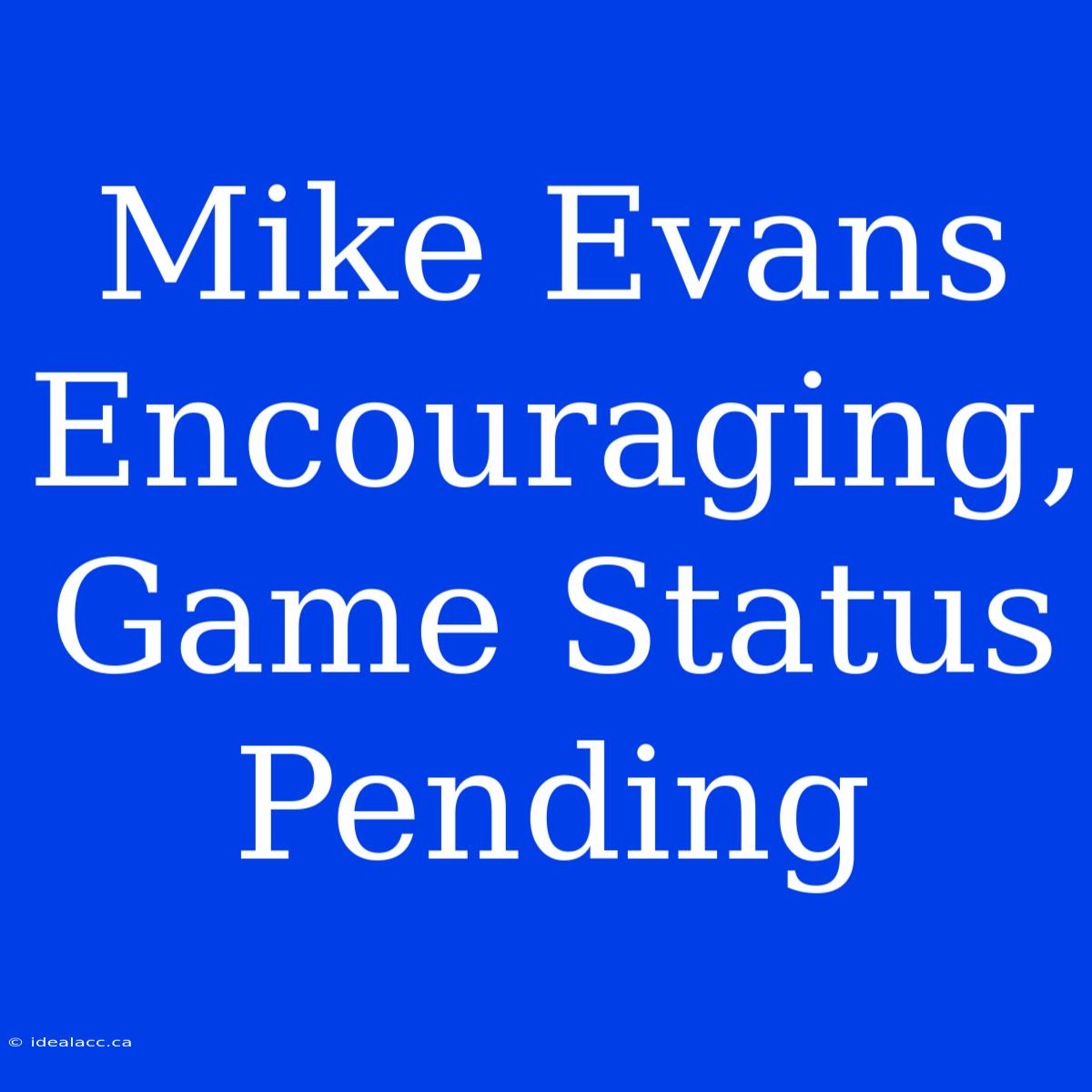 Mike Evans Encouraging, Game Status Pending