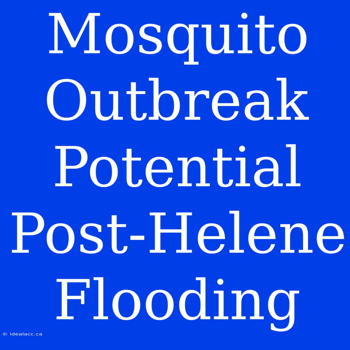 Mosquito Outbreak Potential Post-Helene Flooding