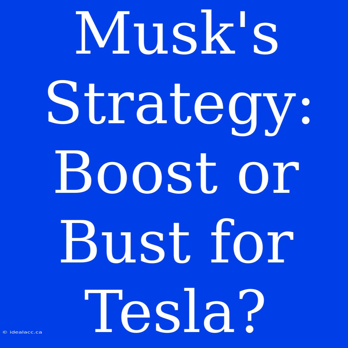 Musk's Strategy: Boost Or Bust For Tesla?