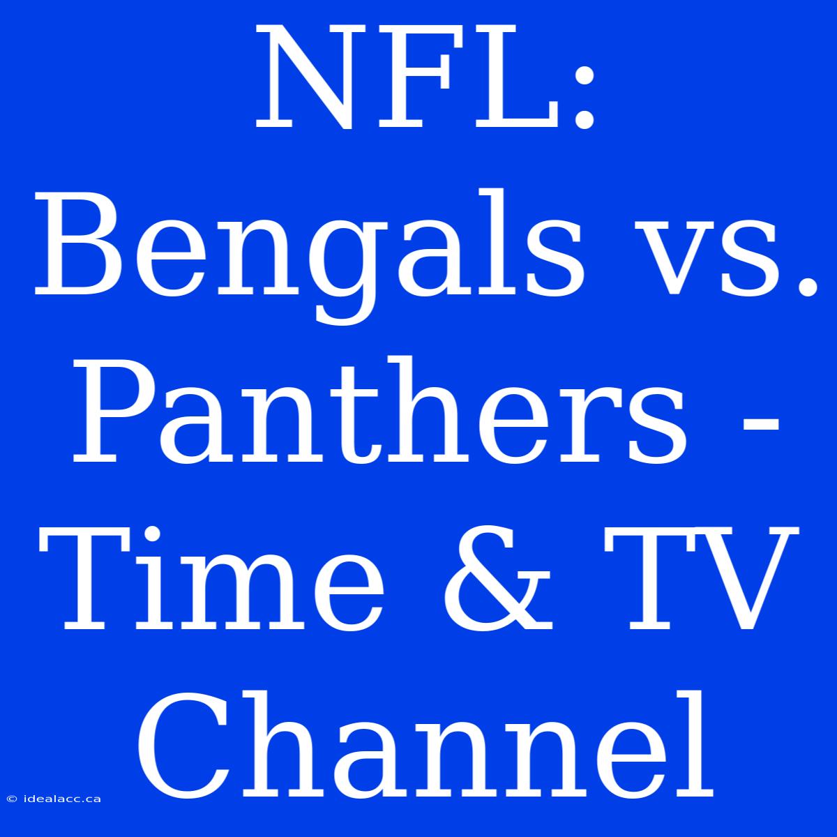 NFL: Bengals Vs. Panthers - Time & TV Channel