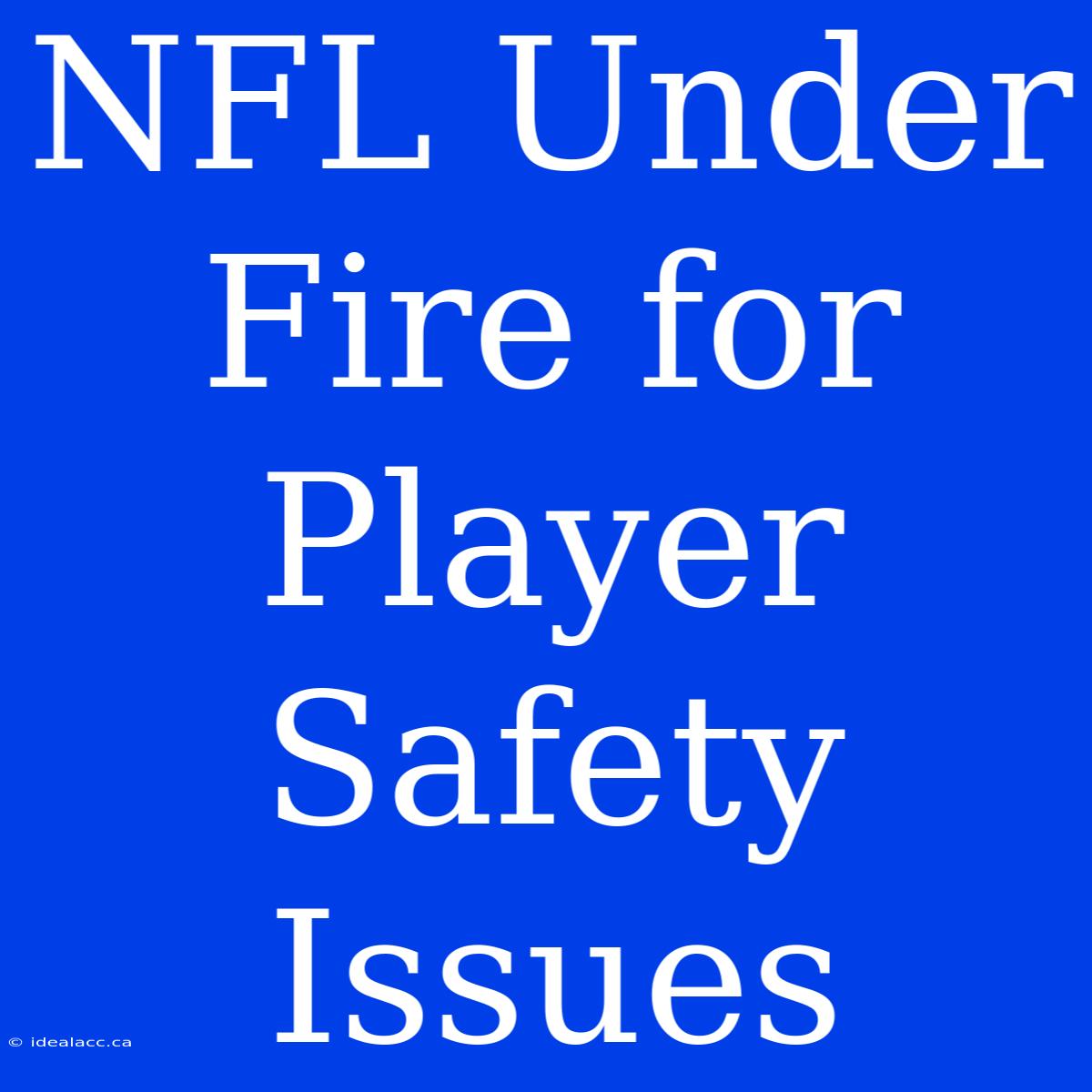 NFL Under Fire For Player Safety Issues