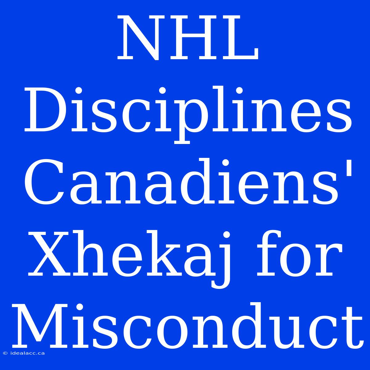 NHL Disciplines Canadiens' Xhekaj For Misconduct