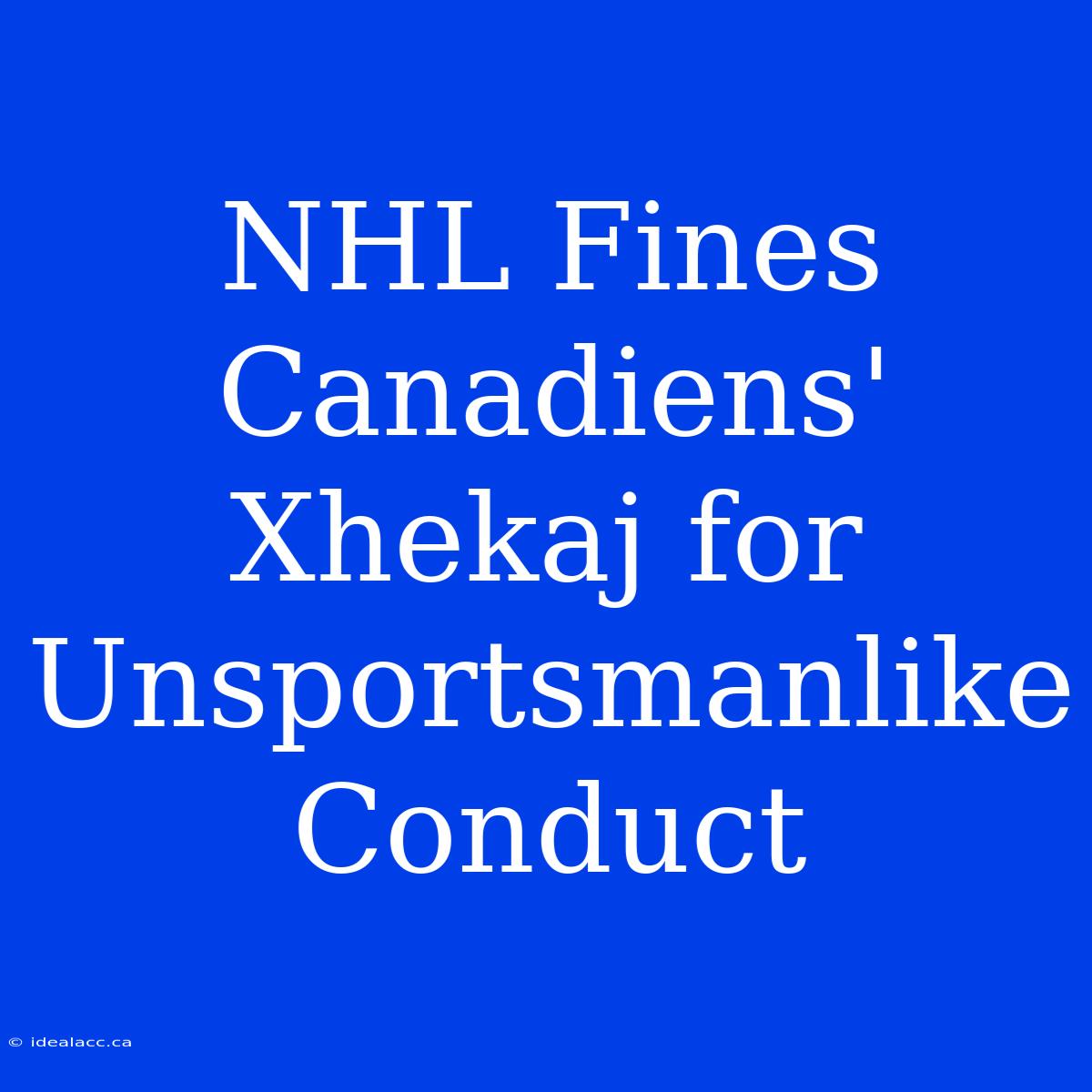 NHL Fines Canadiens' Xhekaj For Unsportsmanlike Conduct