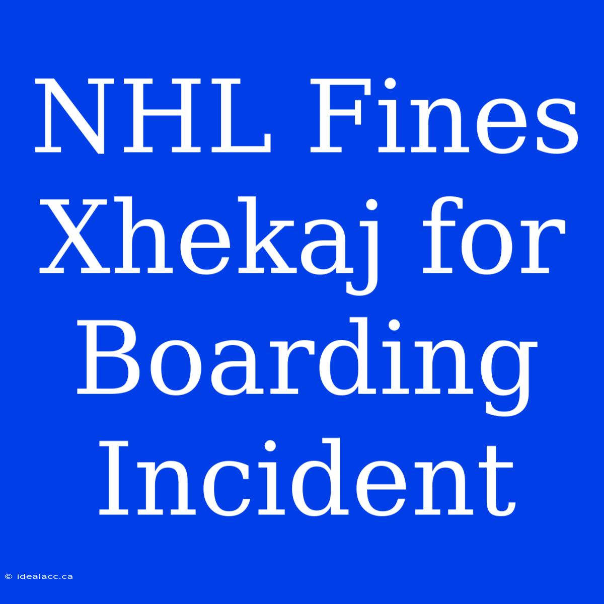 NHL Fines Xhekaj For Boarding Incident