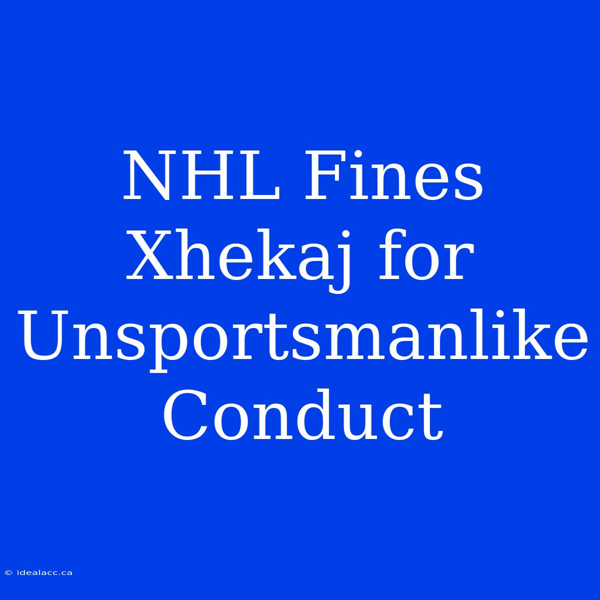 NHL Fines Xhekaj For Unsportsmanlike Conduct