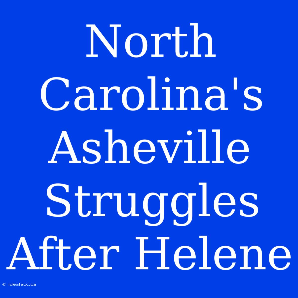 North Carolina's Asheville Struggles After Helene