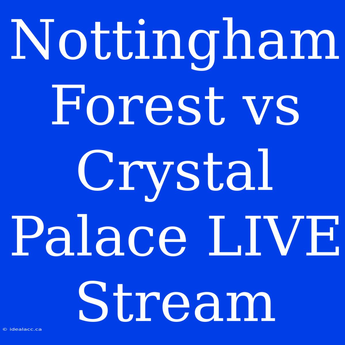 Nottingham Forest Vs Crystal Palace LIVE Stream 